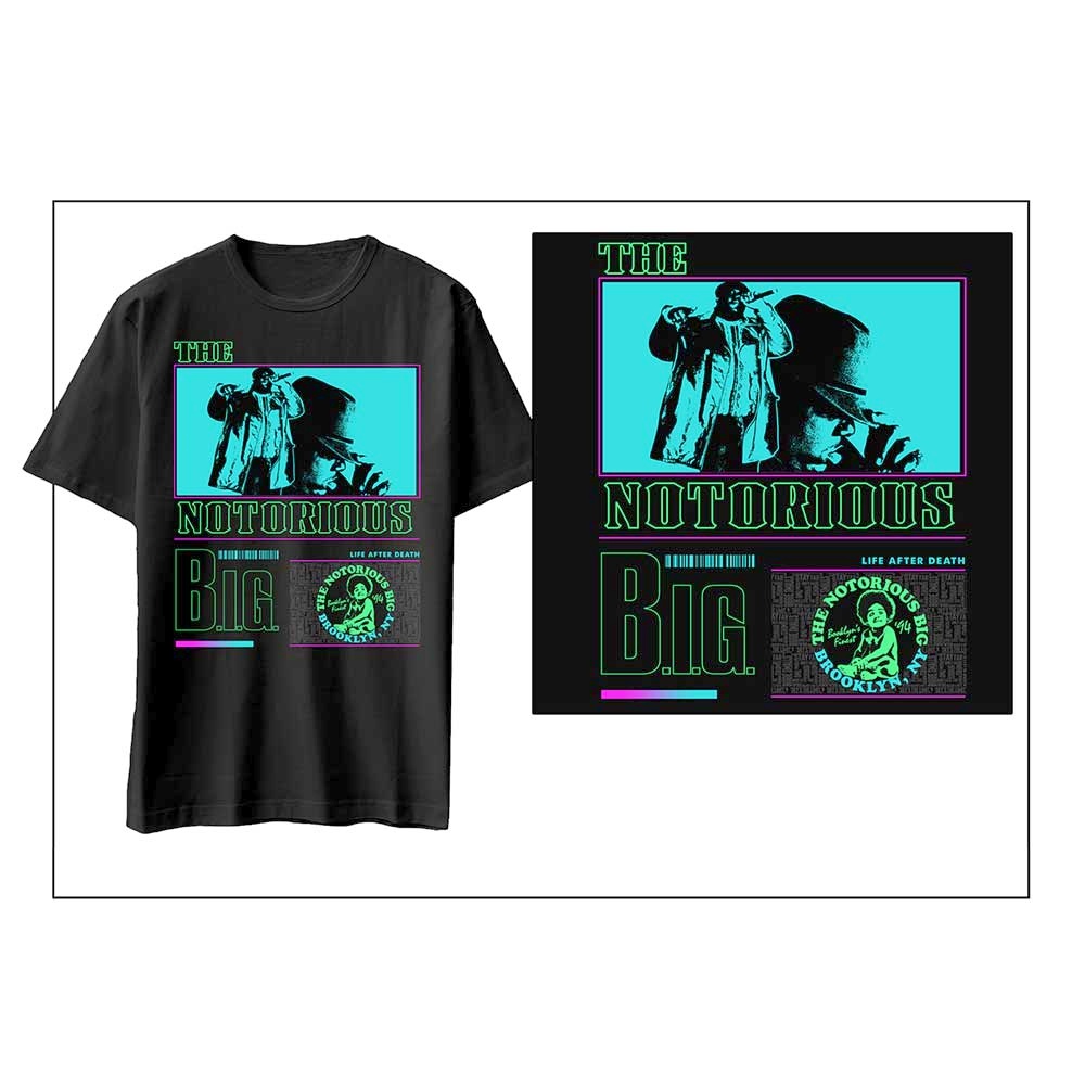 Biggie Smalls - Life After Death Neon Heren Tshirt - Zwart